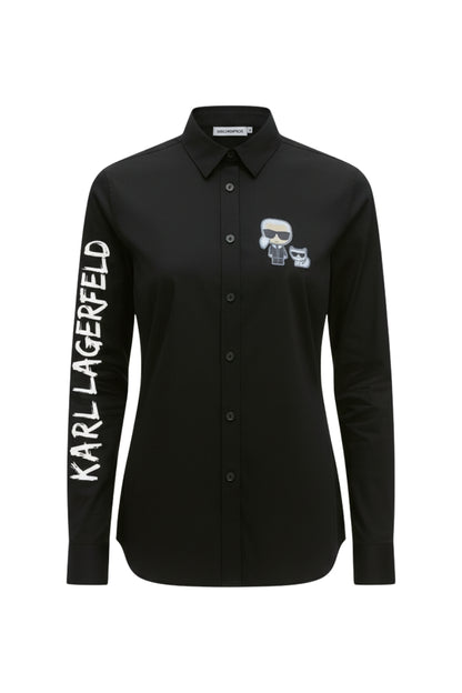 Karl Lagerfeld Long Sleeve Shirt with Logo Print/ #0062