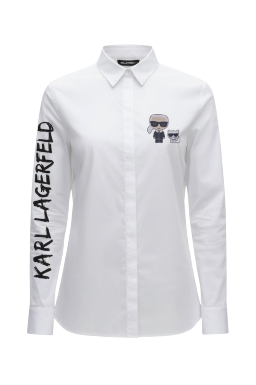 Karl Lagerfeld Long Sleeve Shirt with Logo Print/ #0062