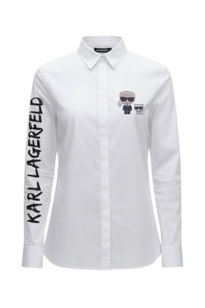 Karl Lagerfeld Long Sleeve Shirt with Logo Print/ #0062