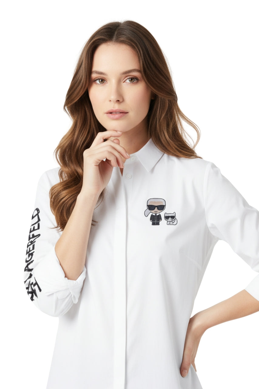 Karl Lagerfeld Long Sleeve Shirt with Logo Print/ #0062