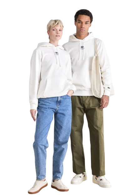 Lacoste Paris Classic White Unisex Hoodie – Premium Fleece /#00196