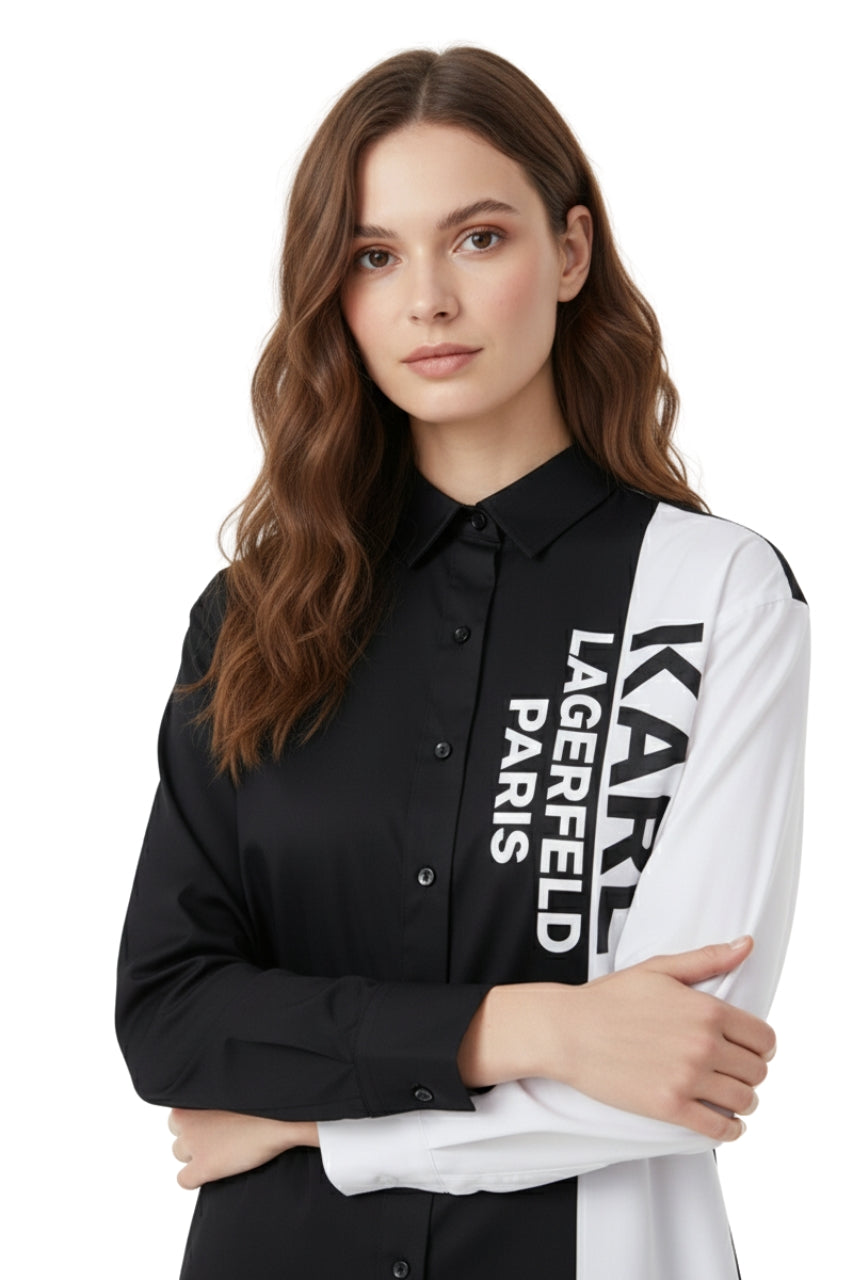Karl Lagerfeld Black and White Logo Shirt/ #0058