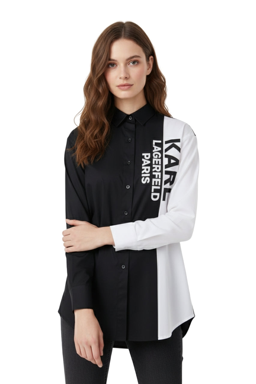 Karl Lagerfeld Black and White Logo Shirt/ #0058