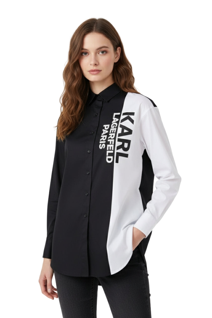 Karl Lagerfeld Black and White Logo Shirt/ #0058