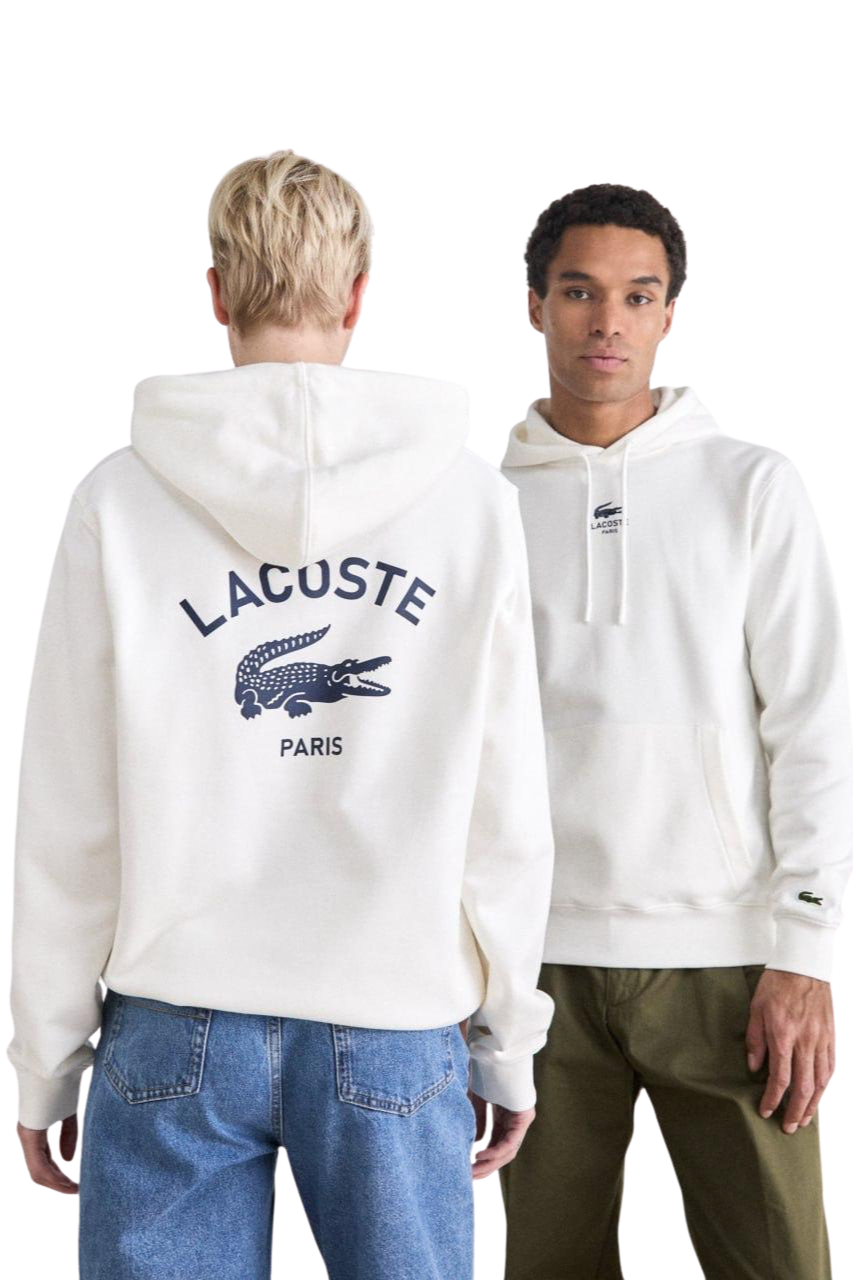 Lacoste Paris Classic White Unisex Hoodie – Premium Fleece /#00196