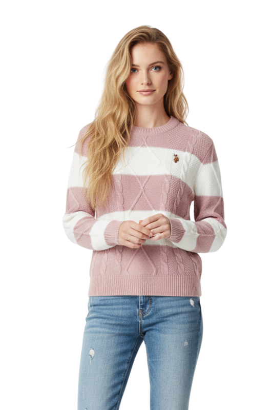 U.S. Polo Assn. Women’s Striped Cable-Knit Sweater/ #00124