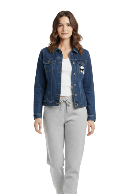 Karl Lagerfeld Denim Jacket with Character Pin/ #00125
