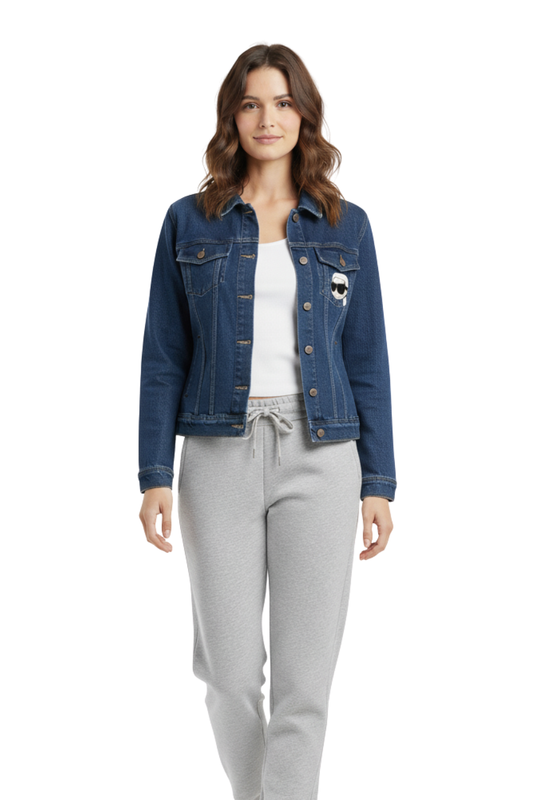 Karl Lagerfeld Denim Jacket with Character Pin/ #00125