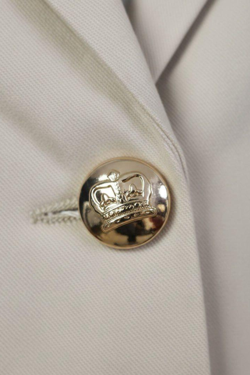 Tommy Hilfiger Women’s Beige Crest Blazer – Premium Tailored Embroidered Jacket /#00197