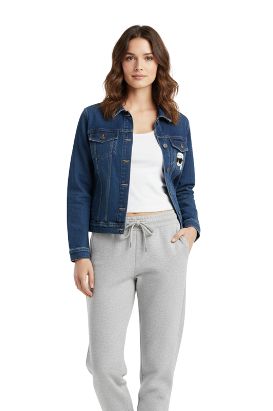 Karl Lagerfeld Denim Jacket with Character Pin/ #00125