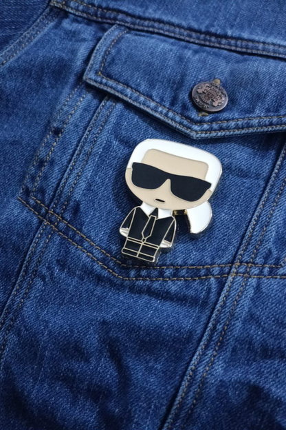 Karl Lagerfeld Denim Jacket with Character Pin/ #00125
