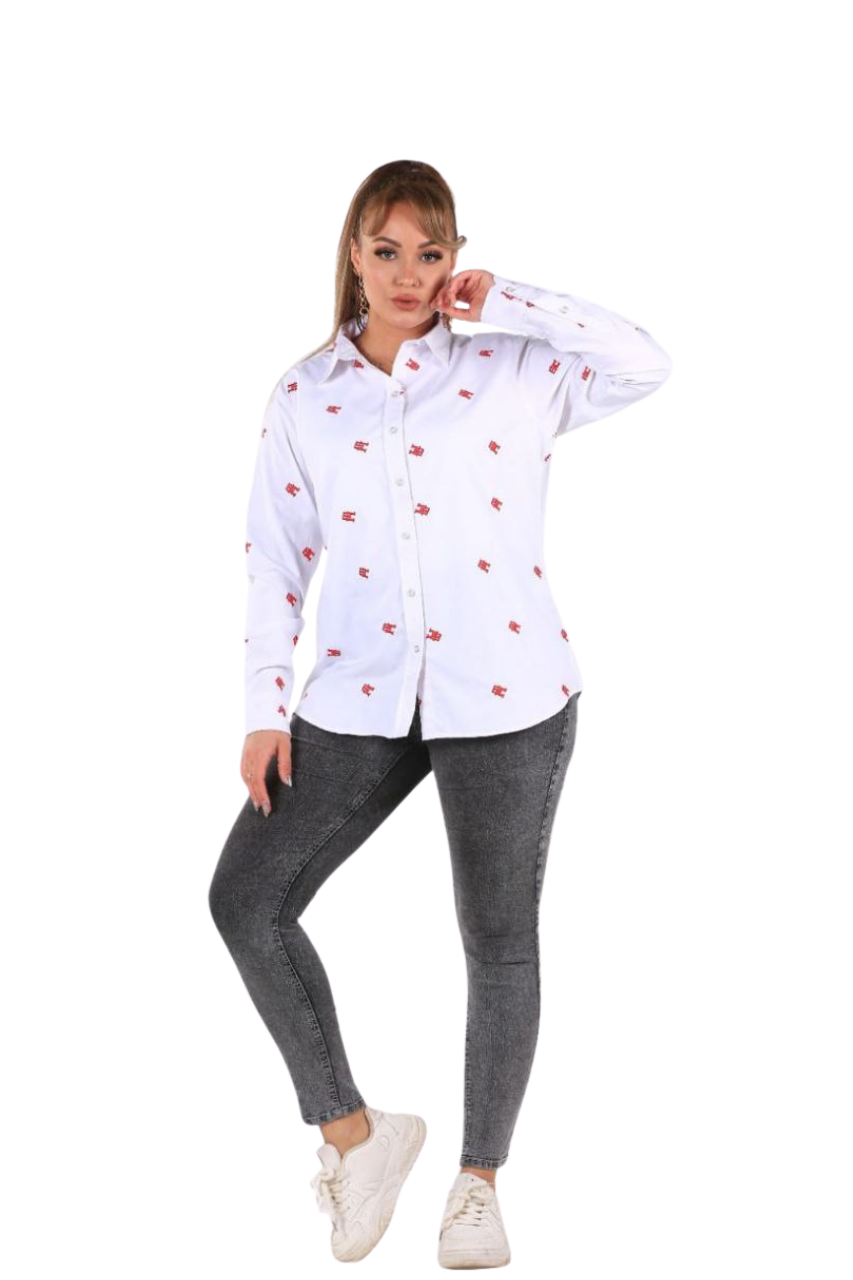 Tommy Hilfiger Plus Size Embroidered Cotton Shirt