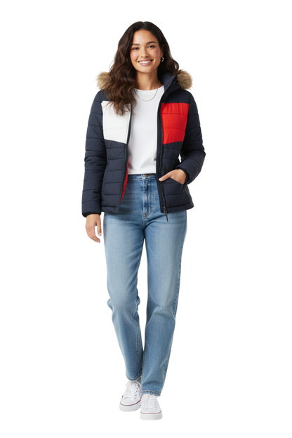 Tommy Hilfiger Puffer Jacket with Faux Fur Hood/ #00132