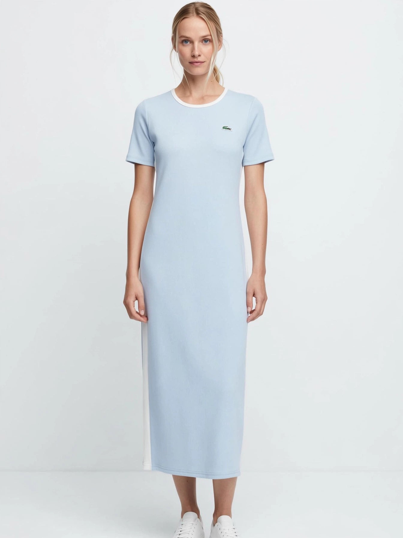 Lacoste Sporty Yellow Colorblock Midi Polo Dress #00310