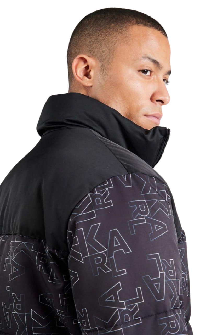 Karl Lagerfeld Black Monogram Puffer Jacket / #00184