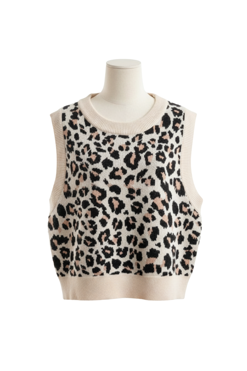 Zara Leopard Knit Cropped Top  / #00142