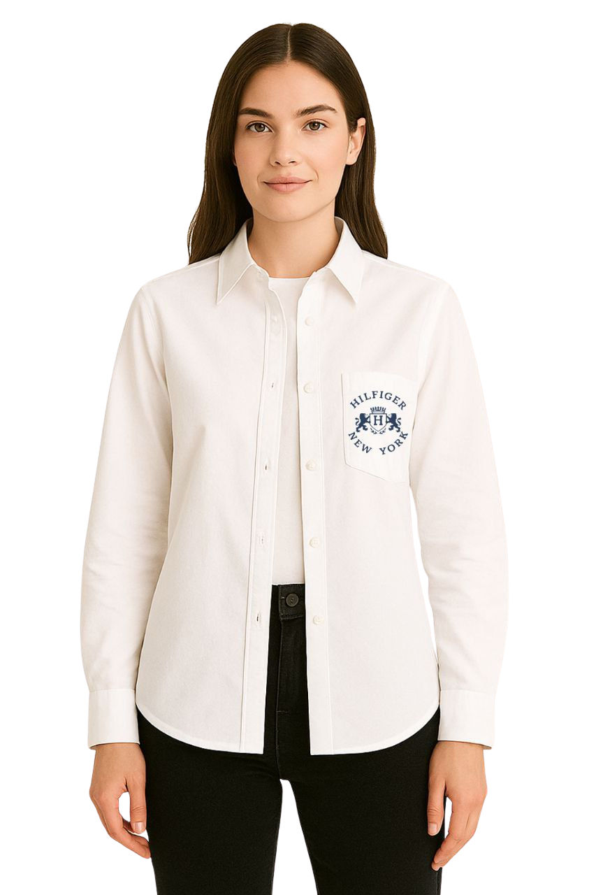Tommy Hilfiger Long Sleeve Chemise with Gold Foil Logo/ #0024
