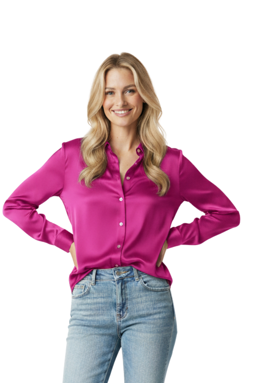 Ralph Lauren Classic Satin Button-Down Shirt for Women/ #0031