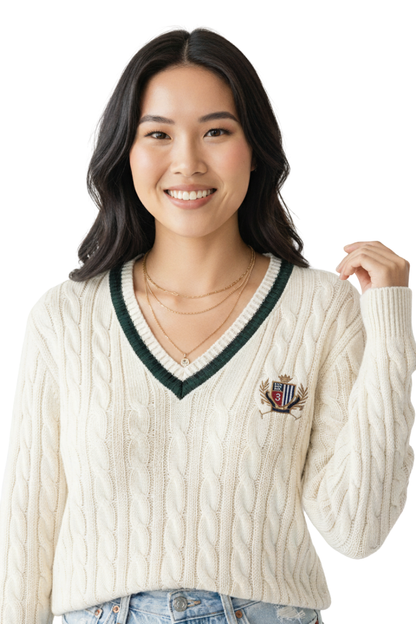 Ralph Lauren Cable-Knit V-Neck Sweater / #00150