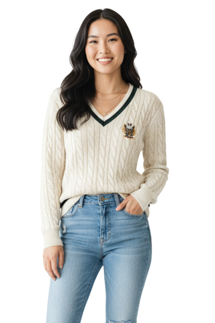 Ralph Lauren Cable-Knit V-Neck Sweater / #00150