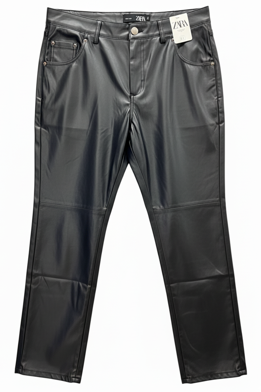 ZARA Metallic Silver Leather Pants / #00151
