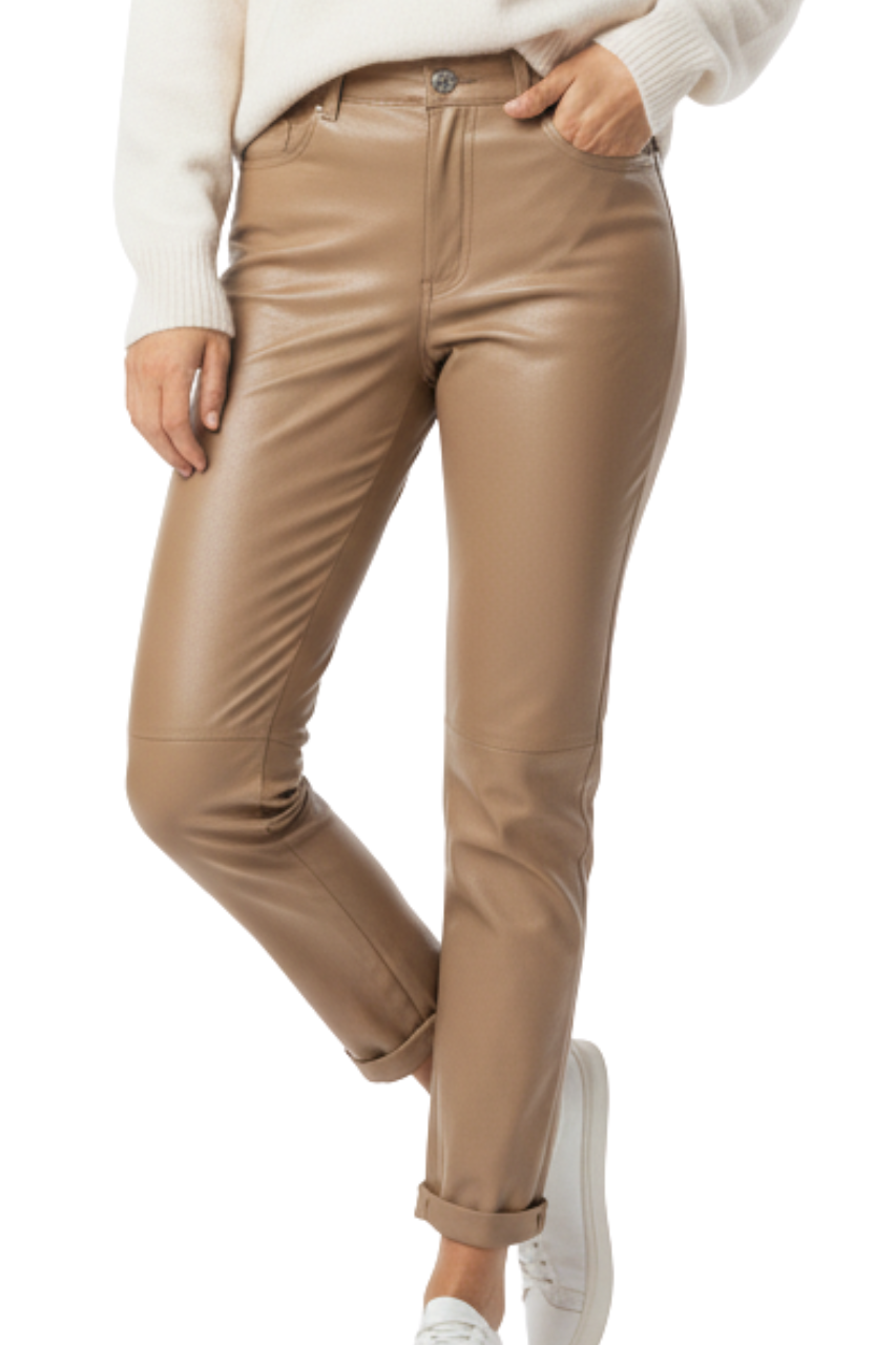 ZARA Metallic Champagne Leather Pants / #00152