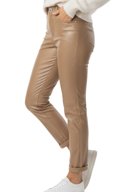 ZARA Metallic Champagne Leather Pants / #00152