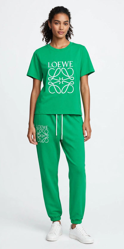LOEWE Anagram Green T-Shirt & Jogger Pants Set - One Size #00301