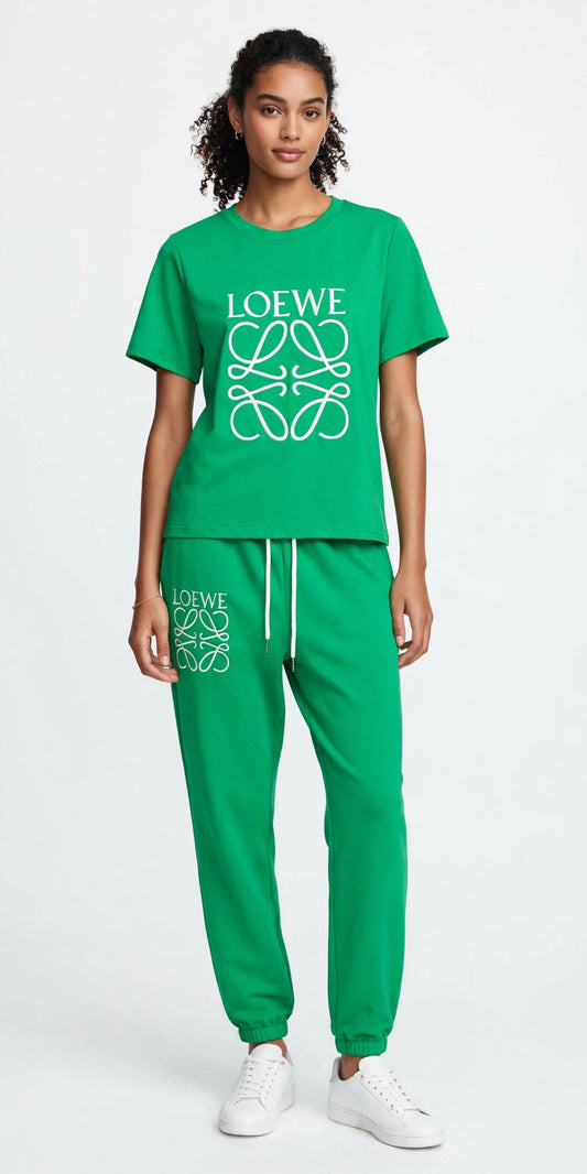 LOEWE Anagram Green T-Shirt & Jogger Pants Set - One Size #00301