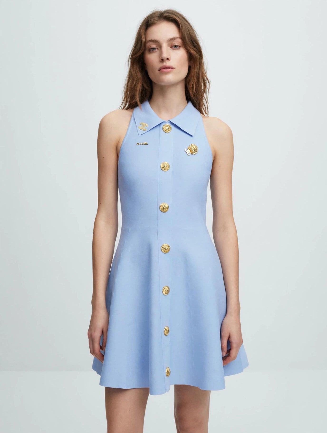 Chanel Sleeveless Button-Front Mini Dress #00308