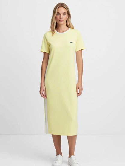 Lacoste Sporty Yellow Colorblock Midi Polo Dress #00310