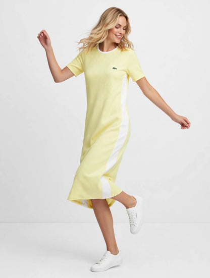 Lacoste Sporty Yellow Colorblock Midi Polo Dress #00310