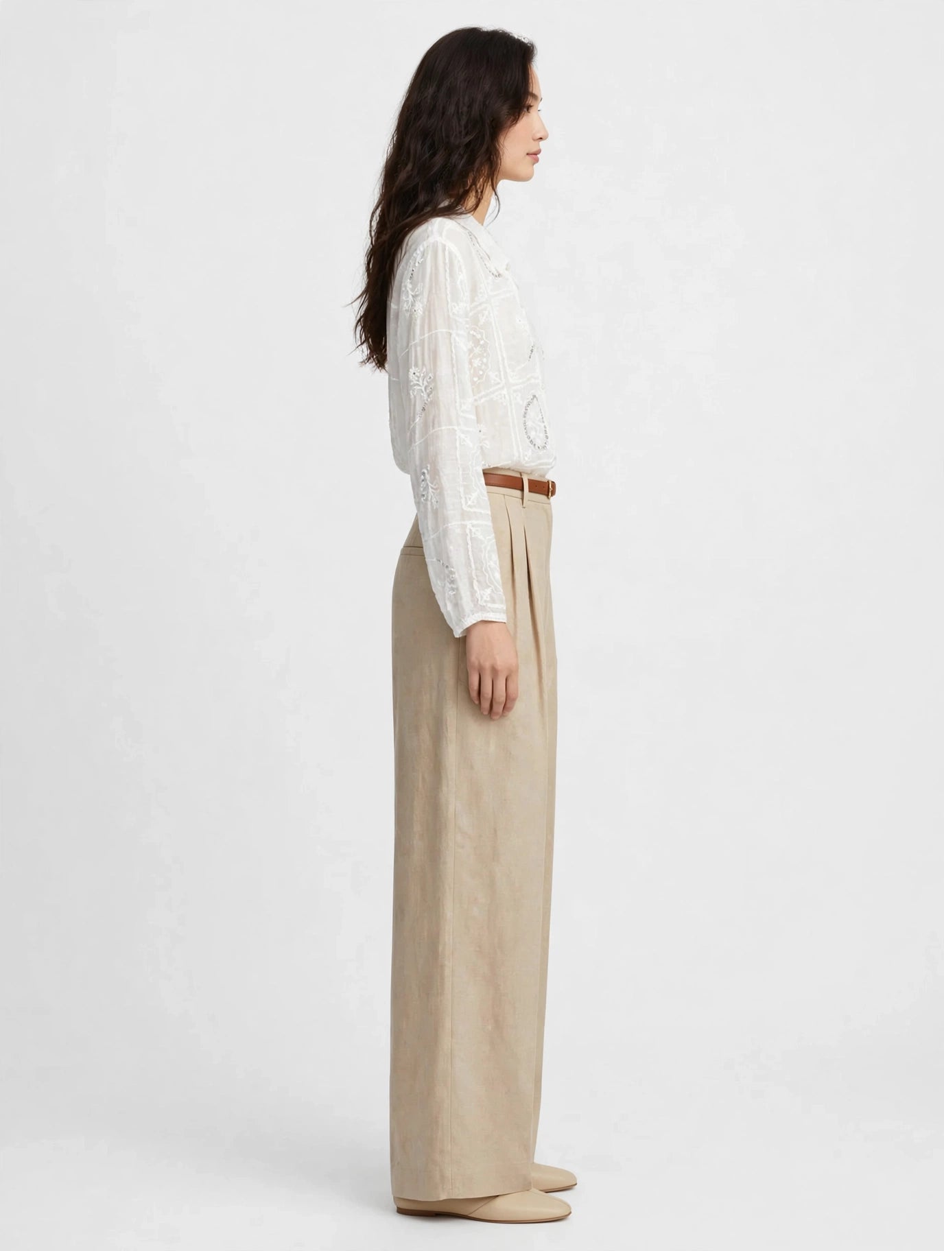 Glamè White Embroidered Lace Crop Blouse  #00296