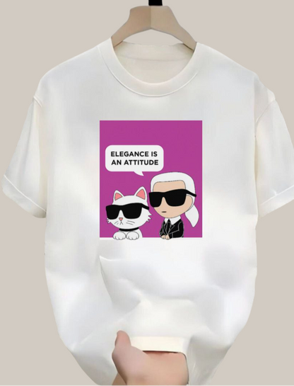 Karl Lagerfeld & Choupette Oversized Cotton T-Shirt