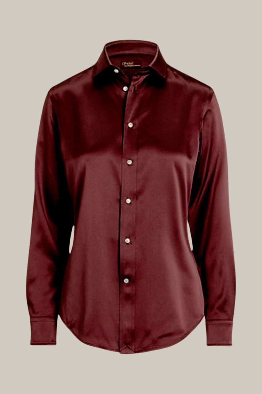 Ralph Lauren Classic Satin Button-Down Shirt for Women