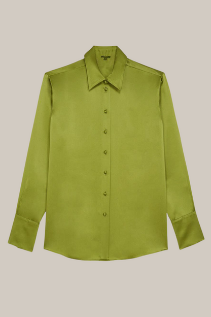 Ralph Lauren Classic Satin Button-Down Shirt for Women