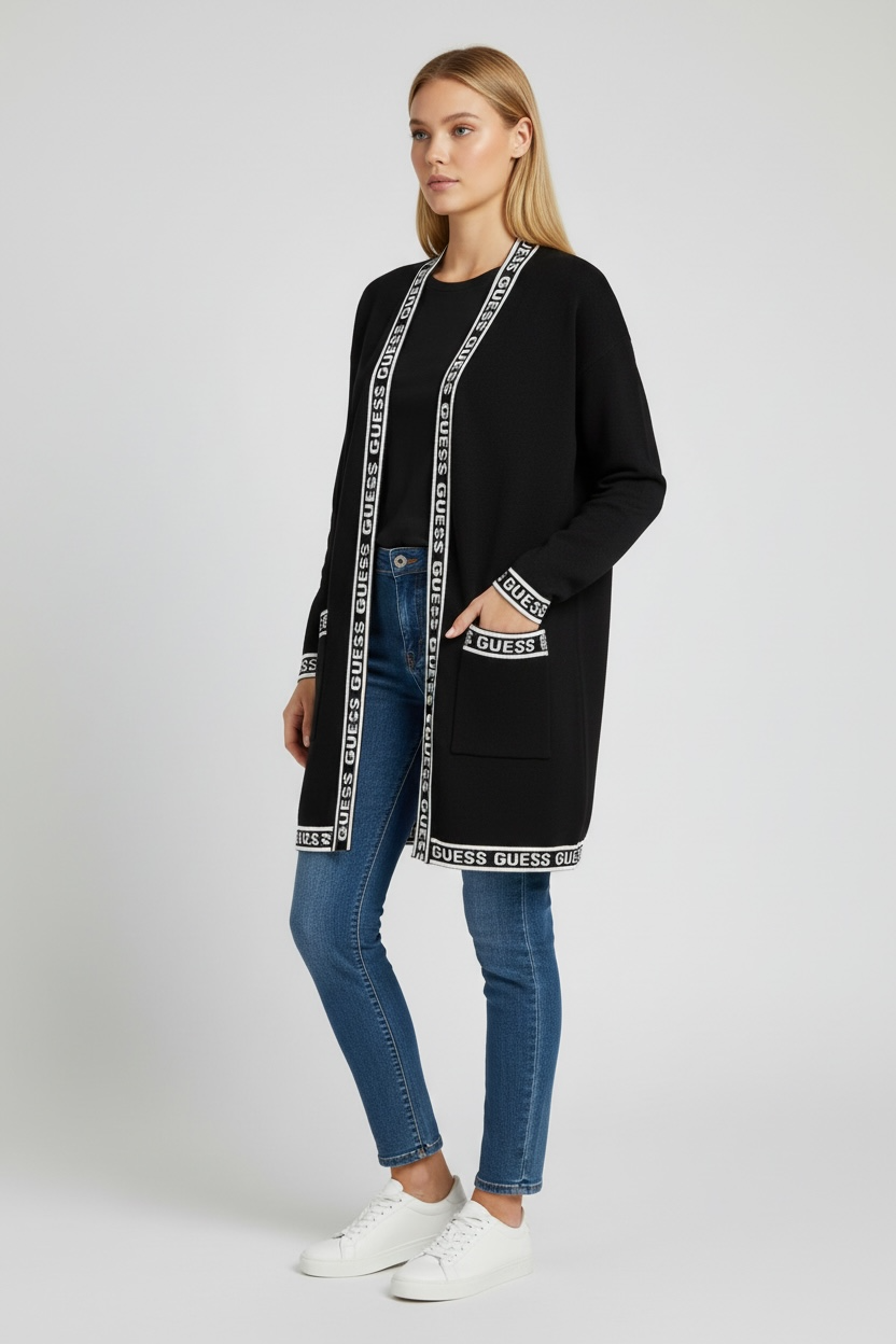 GUESS Women’s Logo-Trim Open Front Cardigan #00218