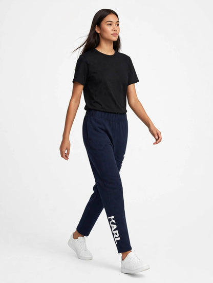 Women's KARL Logo Joggers - Navy Blue Cotton Sweatpants | Casual Athleisure Pants L-3XL #00316