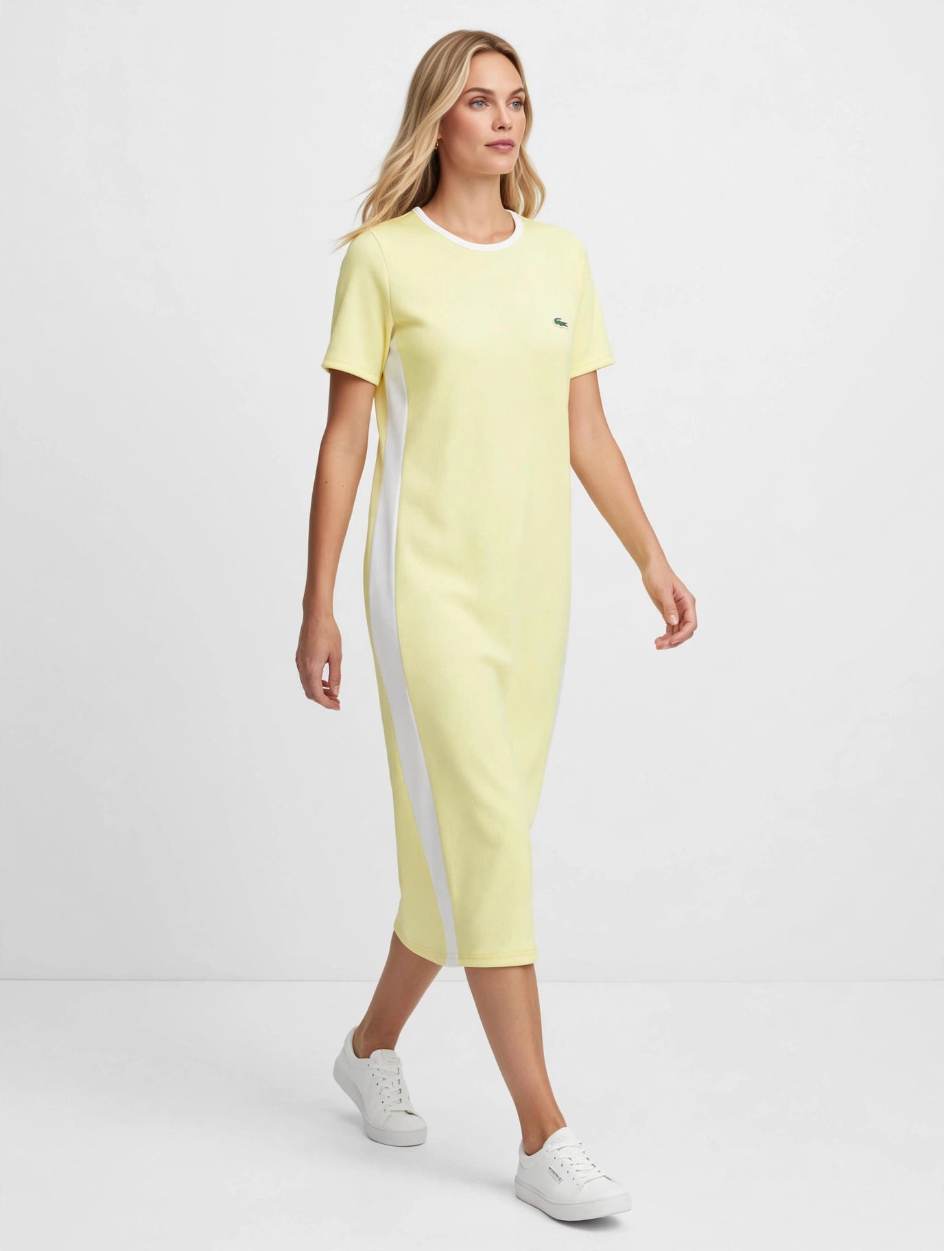 Lacoste Sporty Yellow Colorblock Midi Polo Dress #00310