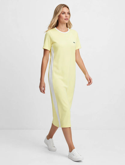 Lacoste Sporty Yellow Colorblock Midi Polo Dress #00310