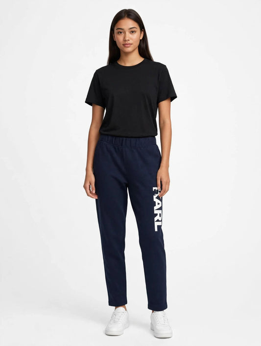 Women's KARL Logo Joggers - Navy Blue Cotton Sweatpants | Casual Athleisure Pants L-3XL #00316