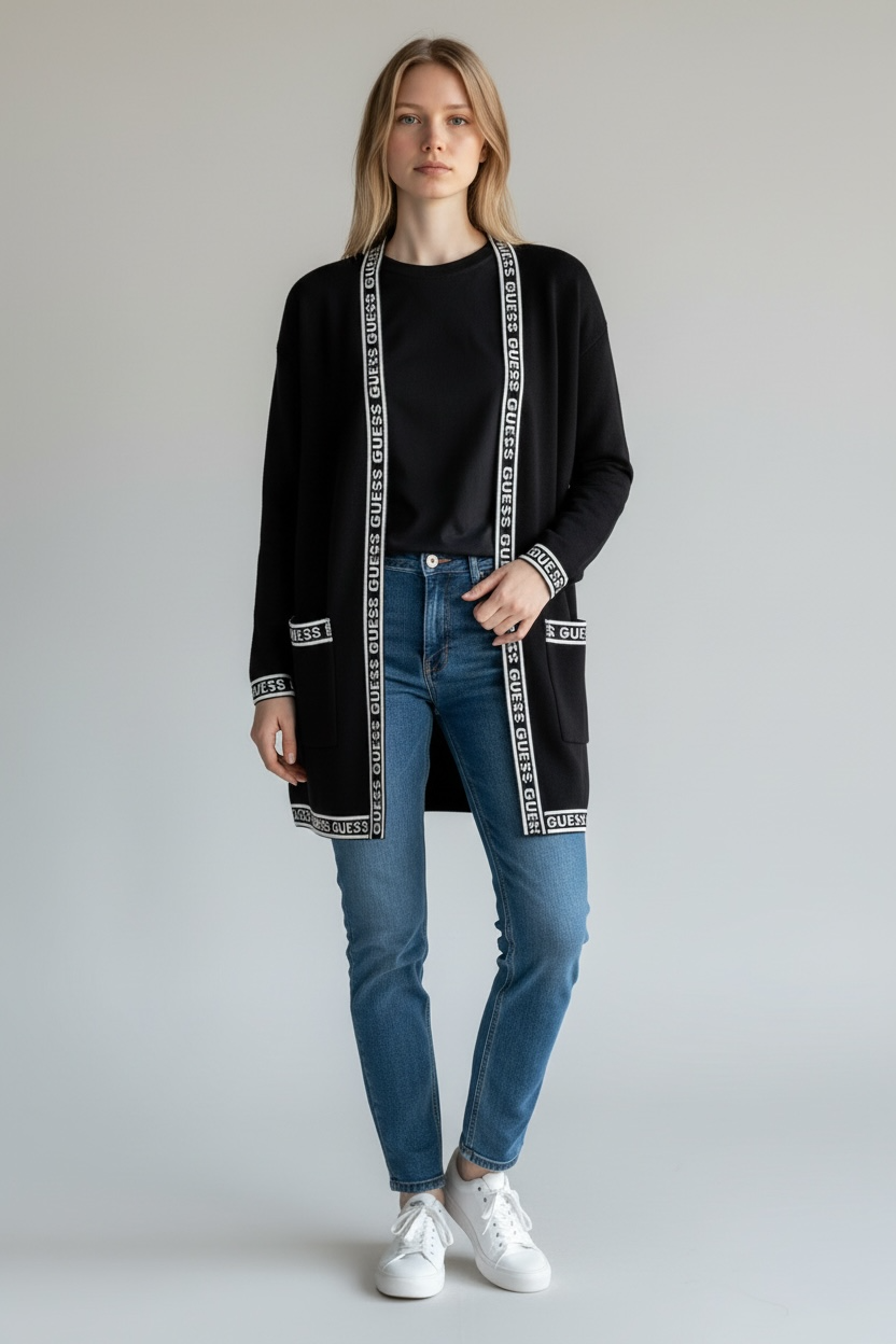 GUESS Women’s Logo-Trim Open Front Cardigan #00218