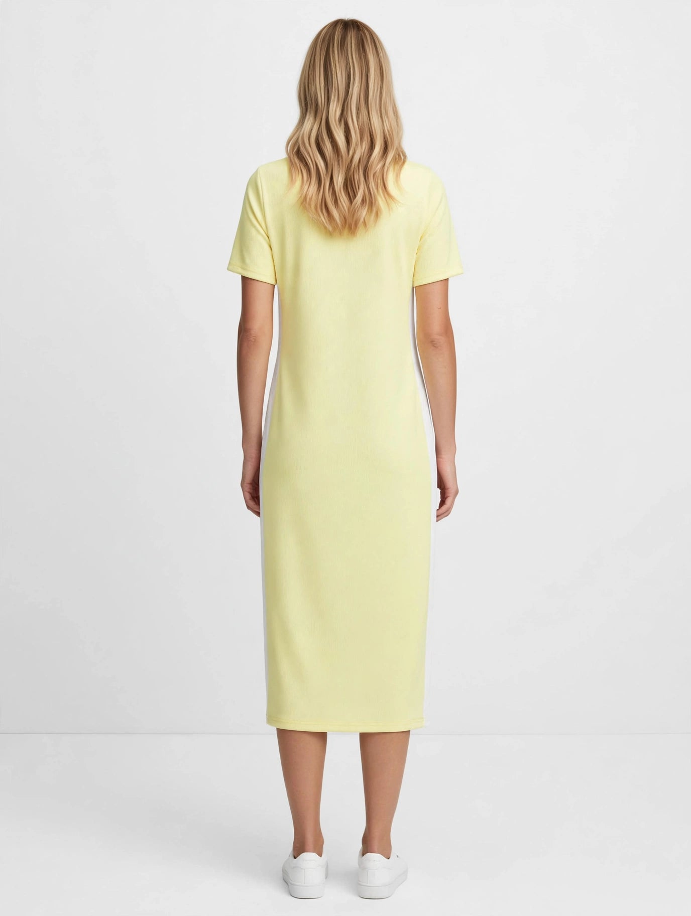 Lacoste Sporty Yellow Colorblock Midi Polo Dress #00310