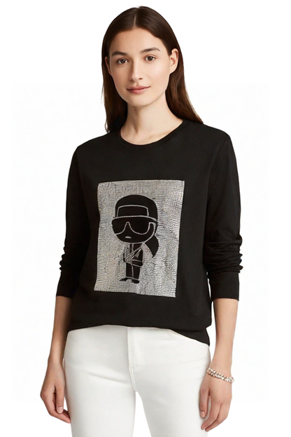 Karl Lagerfeld Graphic Embroidered Long Sleeve T-Shirt