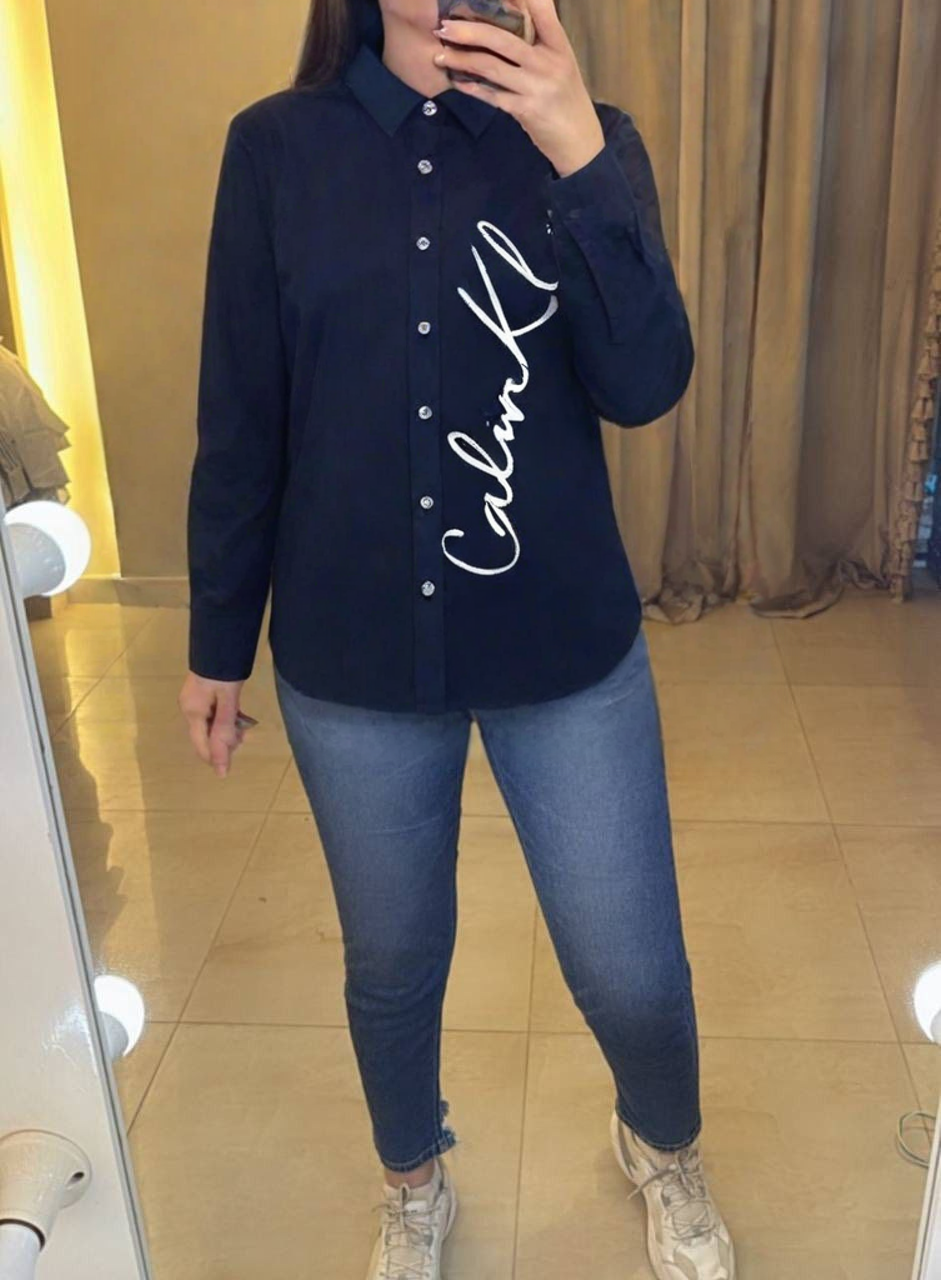Calvin Klein Navy Blue Button-Up Shirt