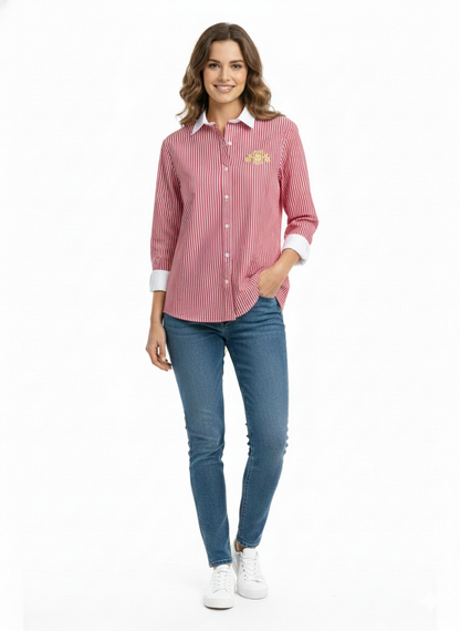 Tommy Hilfiger Signature Color Block & Stripe Poplin Shirt _#00203