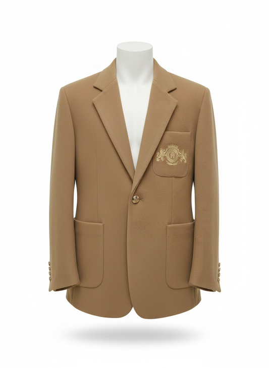 Tommy Hilfiger Signature Camel Wool-Blend Crest Blazer -`#00213