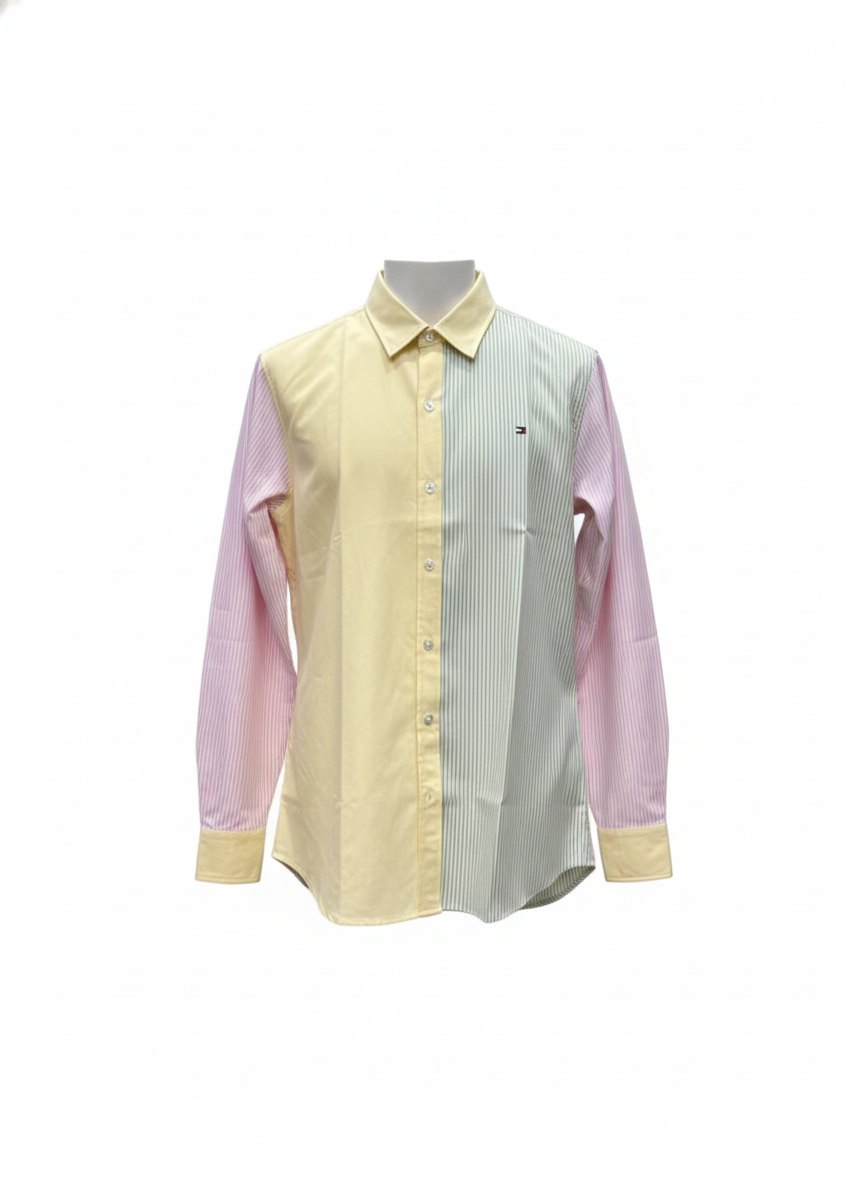 Tommy Hilfiger Relaxed Fit Color Block & Stripe Poplin Shirt -#00201