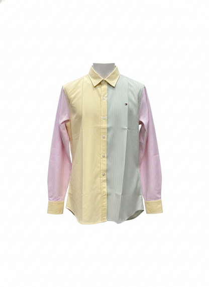 Tommy Hilfiger Relaxed Fit Color Block & Stripe Poplin Shirt -#00201