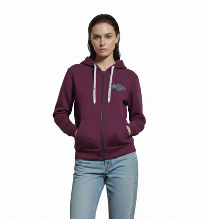 Tommy Hilfiger/Tommy Jeans Burgundy Zip-Up Fleece Hoodie -#00208